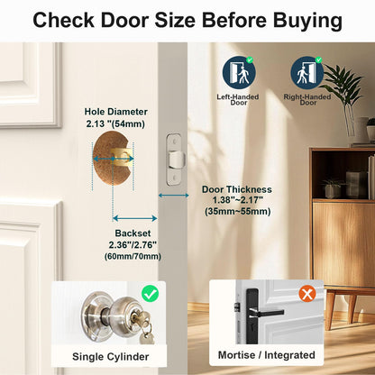 Smart WiFi Door Lock with Handle: SMONET Keyless Entry Lock with Fingerprint for Front Door Anti-peep Keypad Compatible with Alexa