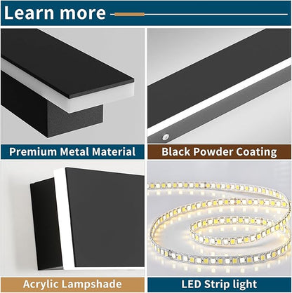 39.3inch Modern Outdoor Wall Light, Black Outside LED Wall Sconces, 6000K Cold White, 36W, IP65 Waterproof, Long Linear Exterior Lighting Fixture for House, Garage, Porch, Garden