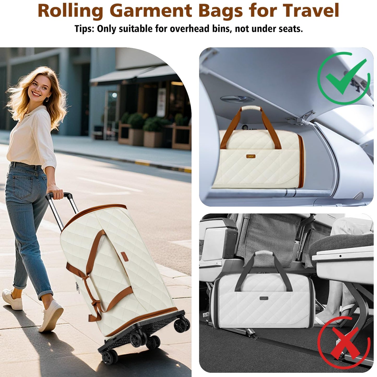 Rolling Garment Bags for Travel - Carry on Convertible Garment Duffle Bags with Wheels for Men Women, 4 in 1 Large Travel Duffel Bags with Shoes Compartment Hanging Suit Dress Weekender Bag 4pcs Set