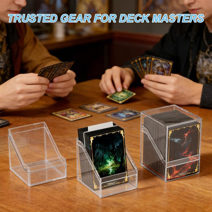 Mlikero Card Deck Cases, 6 Pack Acrylic Commander Deck Box Holding 100+ Sleeved Cards with 6 Dividers, Sturdy Card Storage Box Fit for MTG, TCG, Sports Cards (Clear&Black)