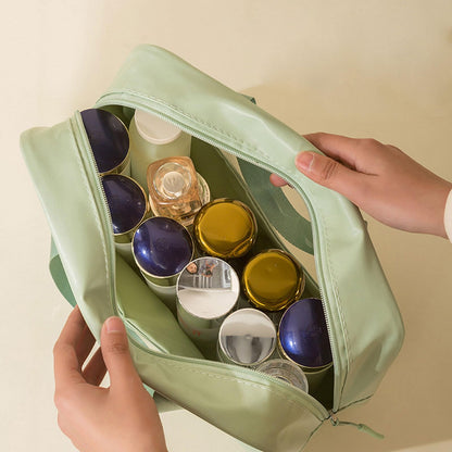 ANEMEL Travel Toiletry Bag Wash Cosmetic Make up Portable Storage Organizer Waterproof with Handle for Swimming Gym, Green