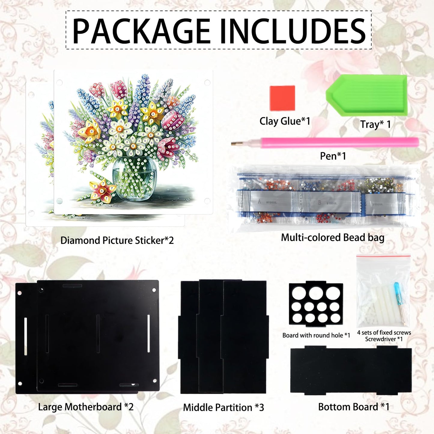 Tontut DIY Diamond Painting Kit，Vase Special Shape diamond painting pen holder, Acrylic Daily Office Desktop Decoration Storage Item
