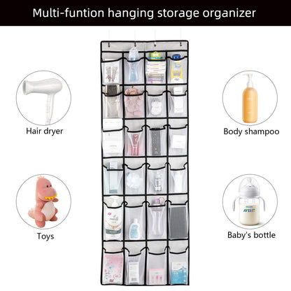 SAVERHO Over The Door Shoe Organizer, Hanging Shoe Organizer with 24 Mesh Large Pockets Door Shoe Rack Organizer for Men Women Kids Hanging Shoe Storage Bag.(White