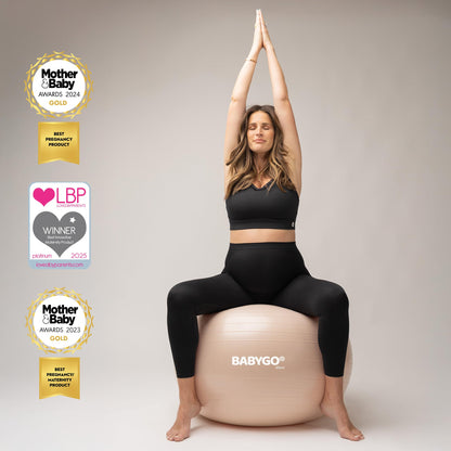 BABYGO Birthing Ball - Pregnancy Yoga Labor & Exercise Ball & Book Set Trimester Targeting, Maternity Physio, Birth & Recovery Plan Included Anti Burst Eco Friendly