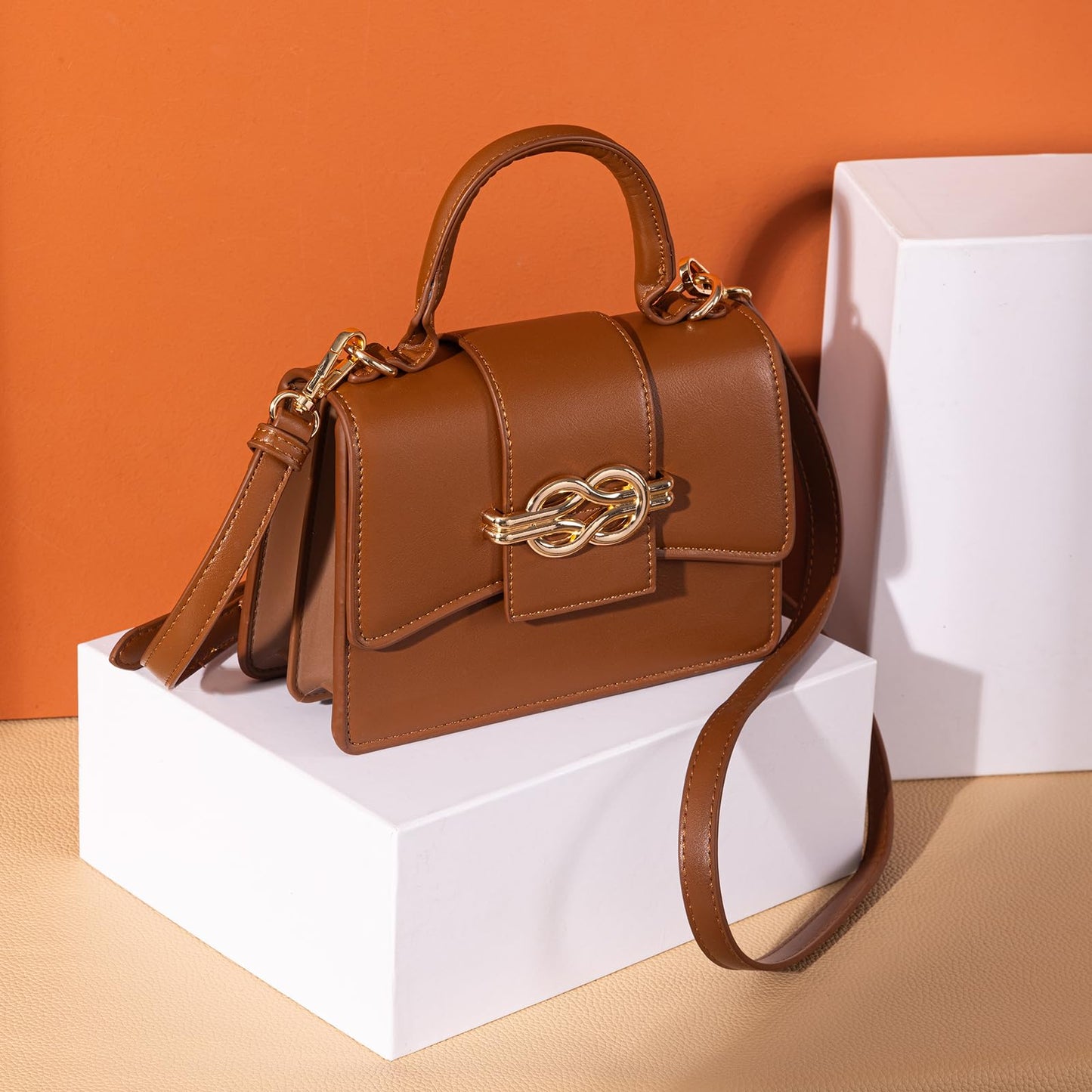 Milan Chiva Small Top Handle Purses for Women Mini Satchel Crossbody Bag Elegant Trendy Square Bag Designer Handbag MC-415BR