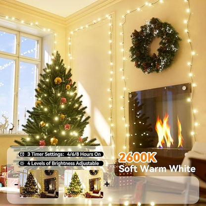 LitHome 66FT 200 LED Color Changing Christmas String Lights Outdoor, 35 Colors 9 Modes RGB Christmas Lights with Remote, Connectable Led String Light Plug in for Xmas Tree Indoor Holiday Party Decor
