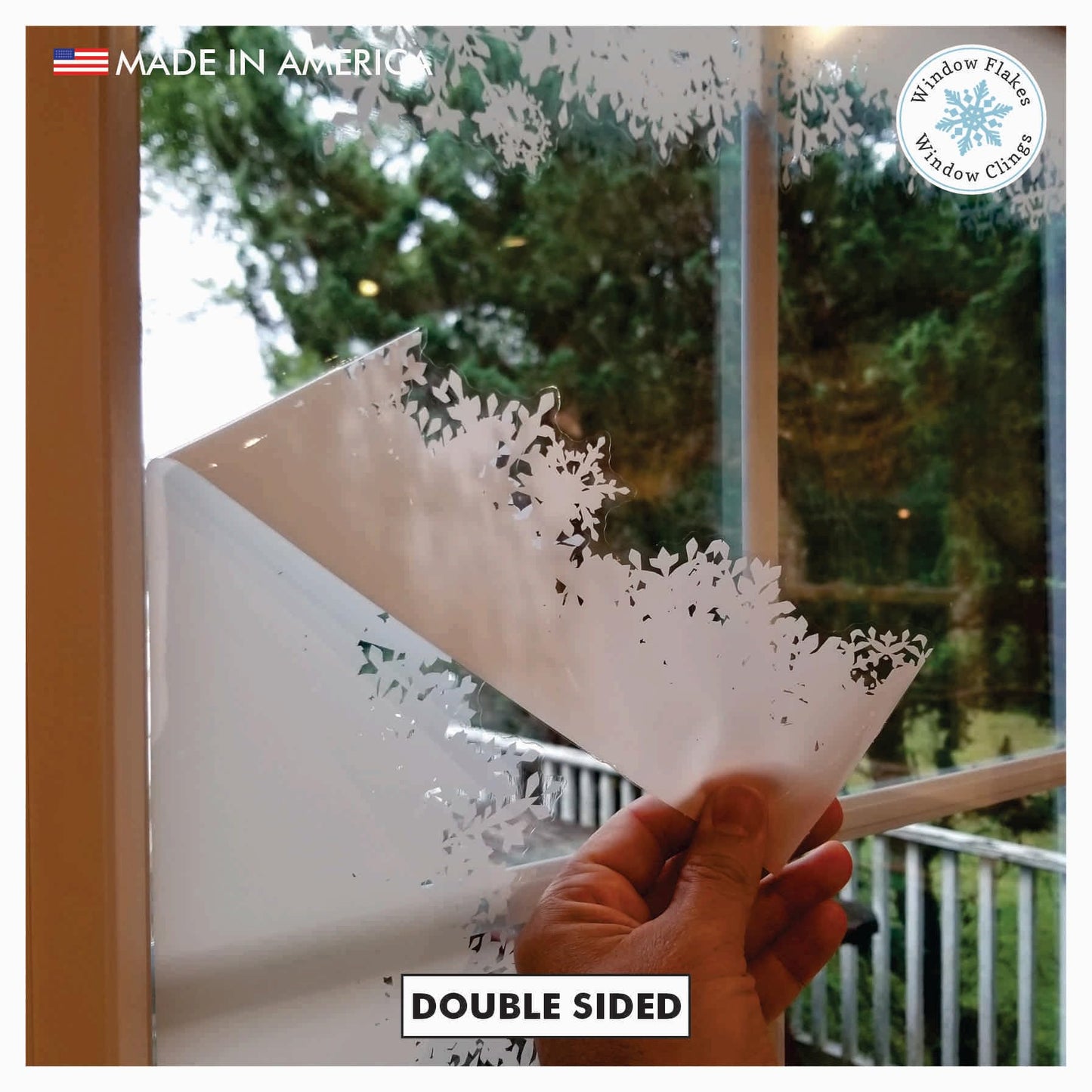 39" Christmas Window Cling Decal Window Sticker, Fluffy Snow Window Border Christmas Decoration, Home Decor, Reusable, Non-Adhesive, Holiday Window Stickers for Windows and Doors. Made in America.