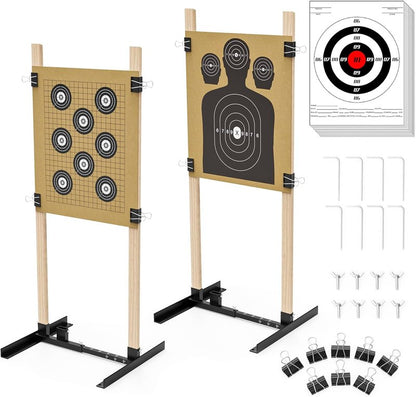 2 Pack Shooting Target Stands - Durable Adjustable Base for 23x35 Inch Paper Targets | Outdoor Use