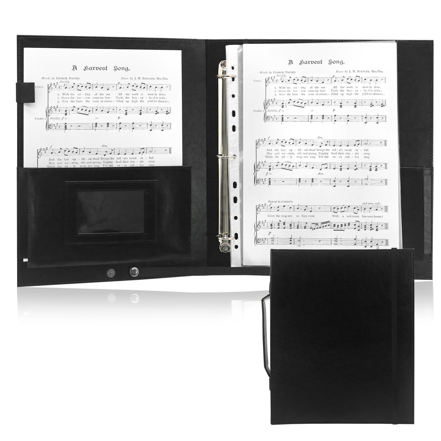 GraduatePro Large Capacity Sheet Music Folder with Hand Strap, 3 Rings Binder with Elastic Band for Choir and Performance, 10 Pockets for Sheets 8.5 * 11/A4