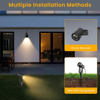 Low Voltage Landscape Lighting,8 Pack Outdoor LED Landscape Spotlights with Transformer 27V Garden Lights Pathway Lights IP65 Waterproof 3000K Warm White