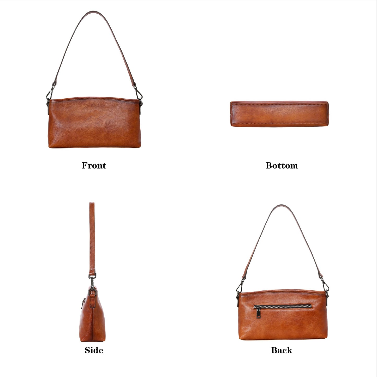 HESHE Genuine Leather Purses for Women Brown Crossbody Bag Designer Women’s Shoulder Purses and Hobo Handbags Medium Satchel Purse Work Bag (Brown)