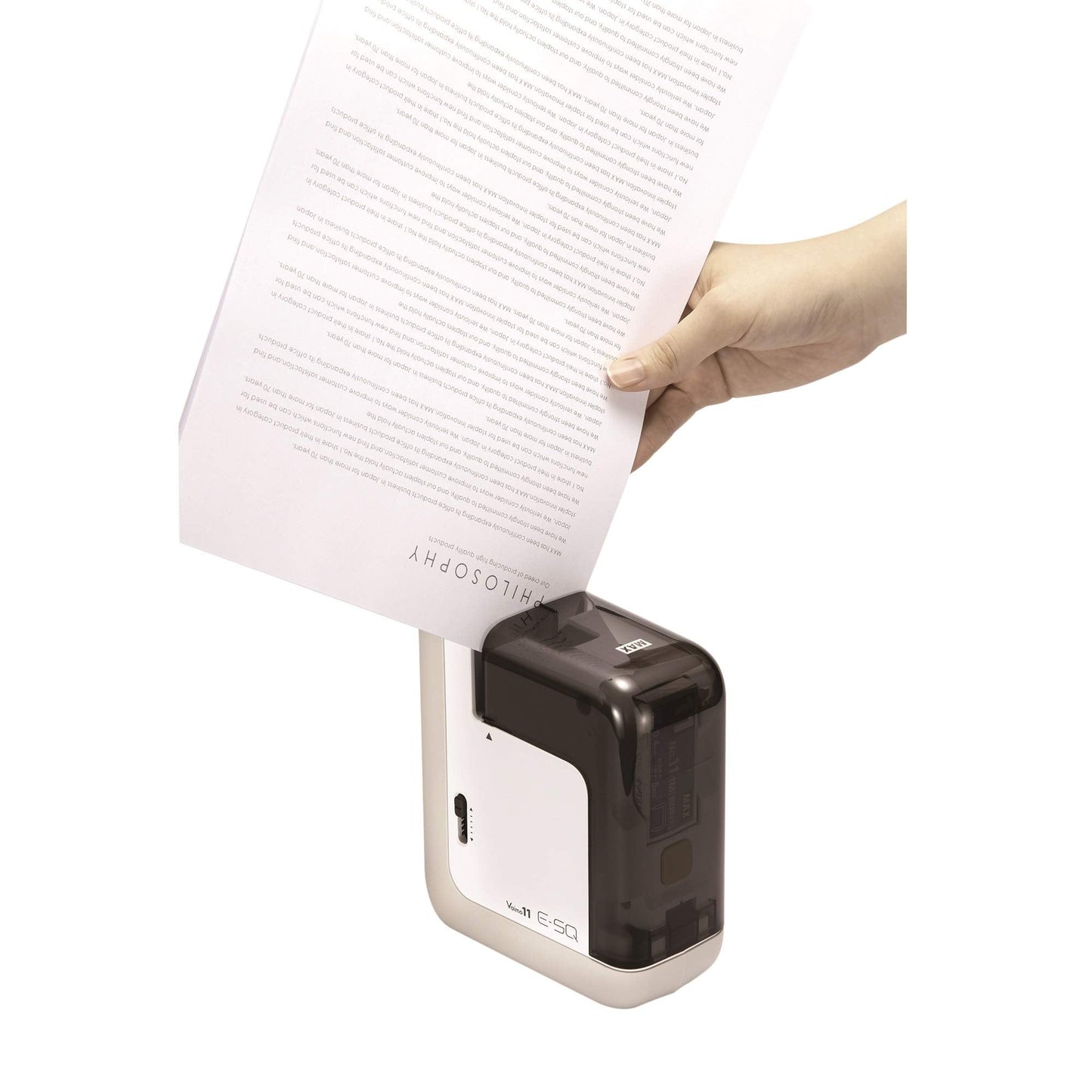 MAX USA BH-11F Portable Electric Stapler - Compact, Powerful, Noiseless, Rapid, Automatic, Touchless Equipment, Black/White