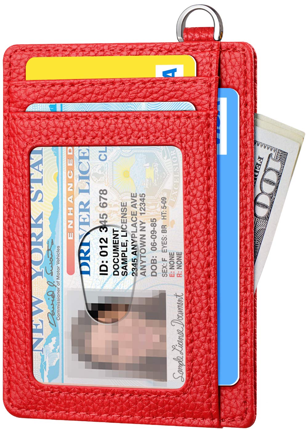 FurArt Slim Minimalist Wallet, Front Pocket Wallets, RFID Blocking, Credit Card Holder for Men-Cerise