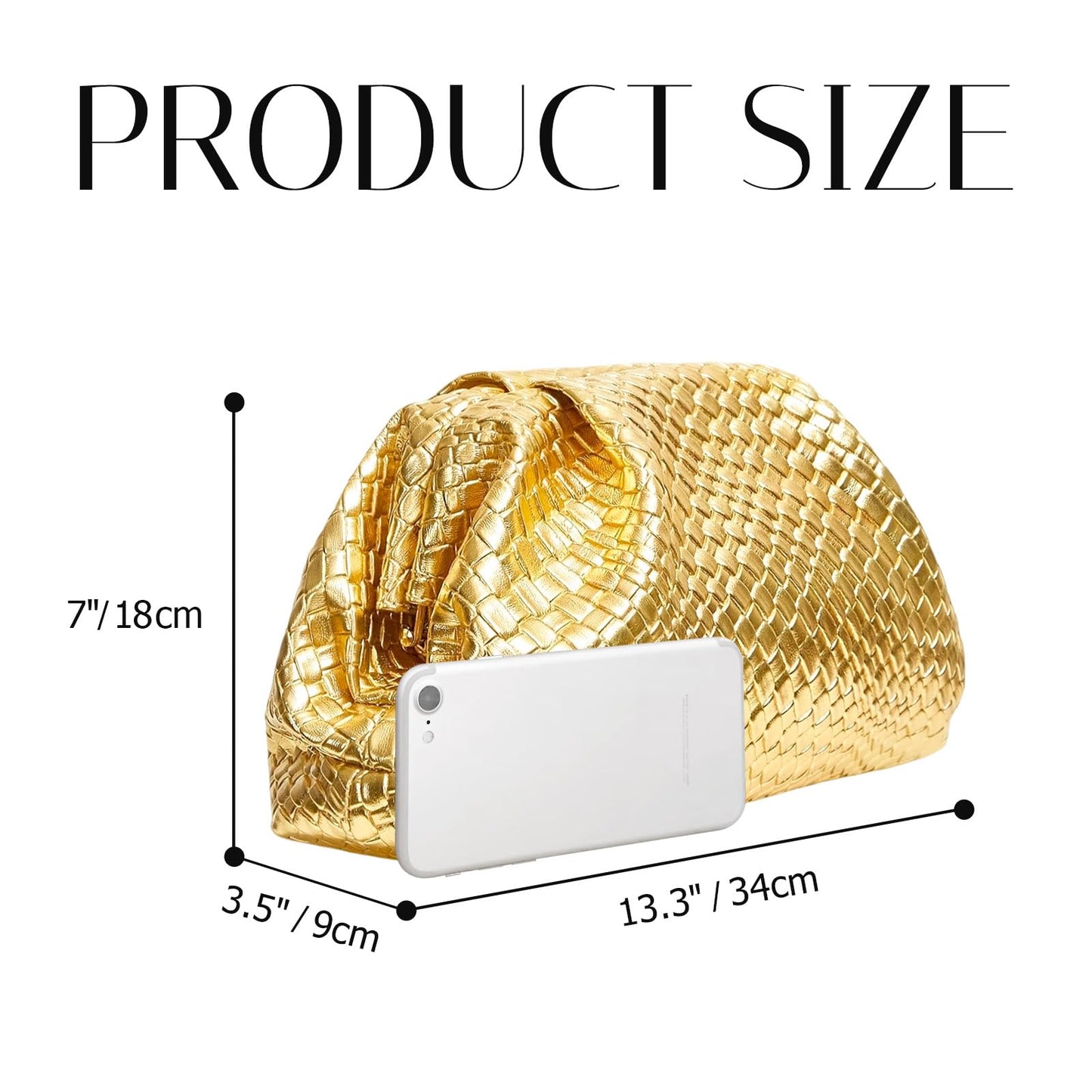 Nefokfdus Women's Woven Clutch Purse Dumpling Formal Evening Bag PU Leather Handbags for Wedding,Party,Prom, Cocktail