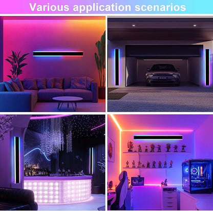 2 Pack Outdoor Led Wall Light, 48 inch Modern RGB Outdoor Wall Lights for Patio, Dimmable Exterior Long Linear Lighting, Wall Mounted Light Fixtures for Porch, Garage, Front Door
