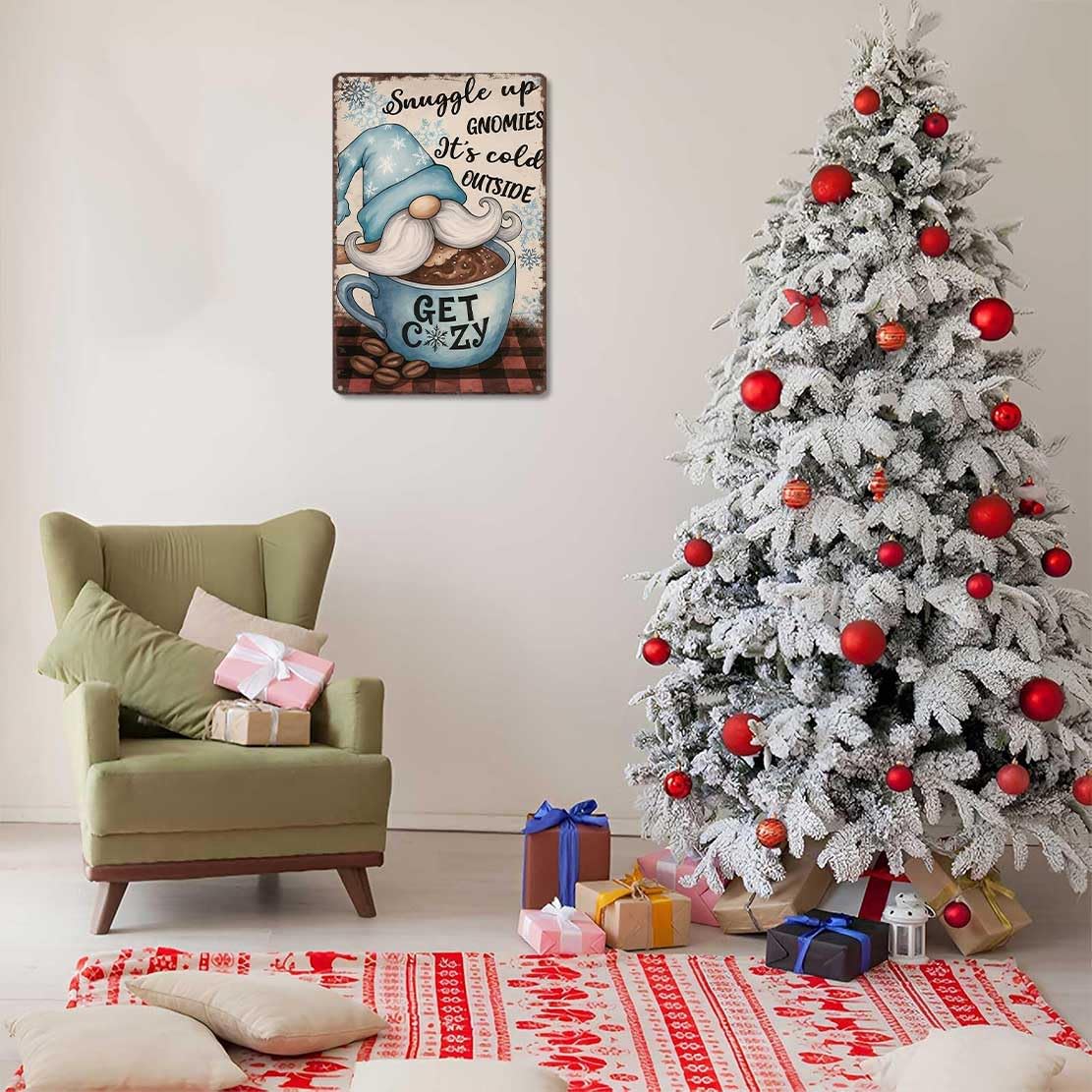 Vintage Christmas Metal Sign 8X12inch-Ideal Gift for Christmas Lovers and Retro Style Fans