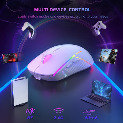 FFJ Wireless Gaming Mouse, 24000 DPI, Tri-Mode 2.4G/USB-C/Bluetooth 5.3 Gaming Mouse Wireless, RGB Programmable Mouse Gamer, 75Hrs Battery Life, Rechargeable Gaming Mice for PC, Mac, PS5, Xbox - Black