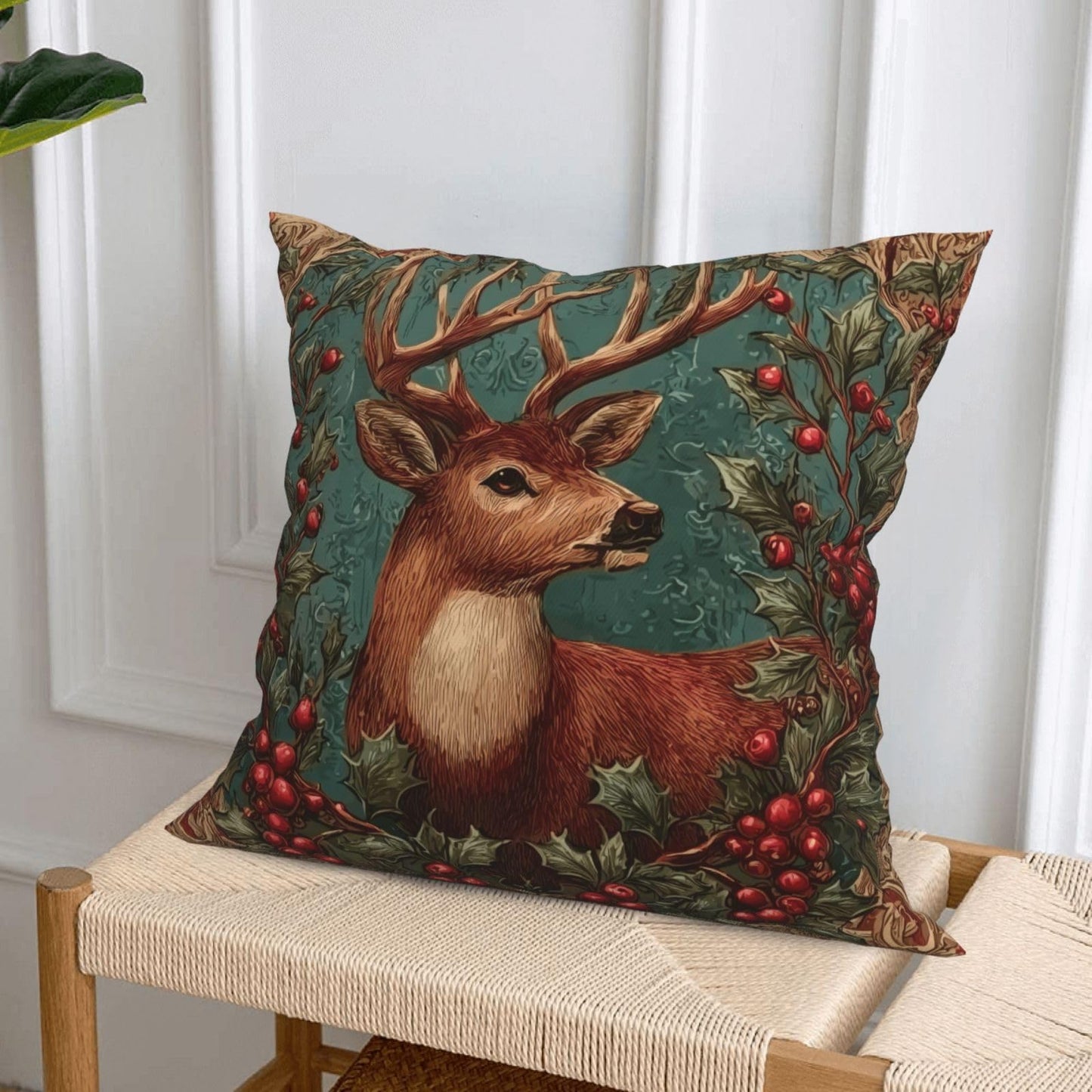 oyebn Christmas Animals Throw Pillow Covers Set of 4 Decorative Soft Double Sided Print Pillow Case Farmhouse Home Decor for Living Room Sofa Couch 18x18