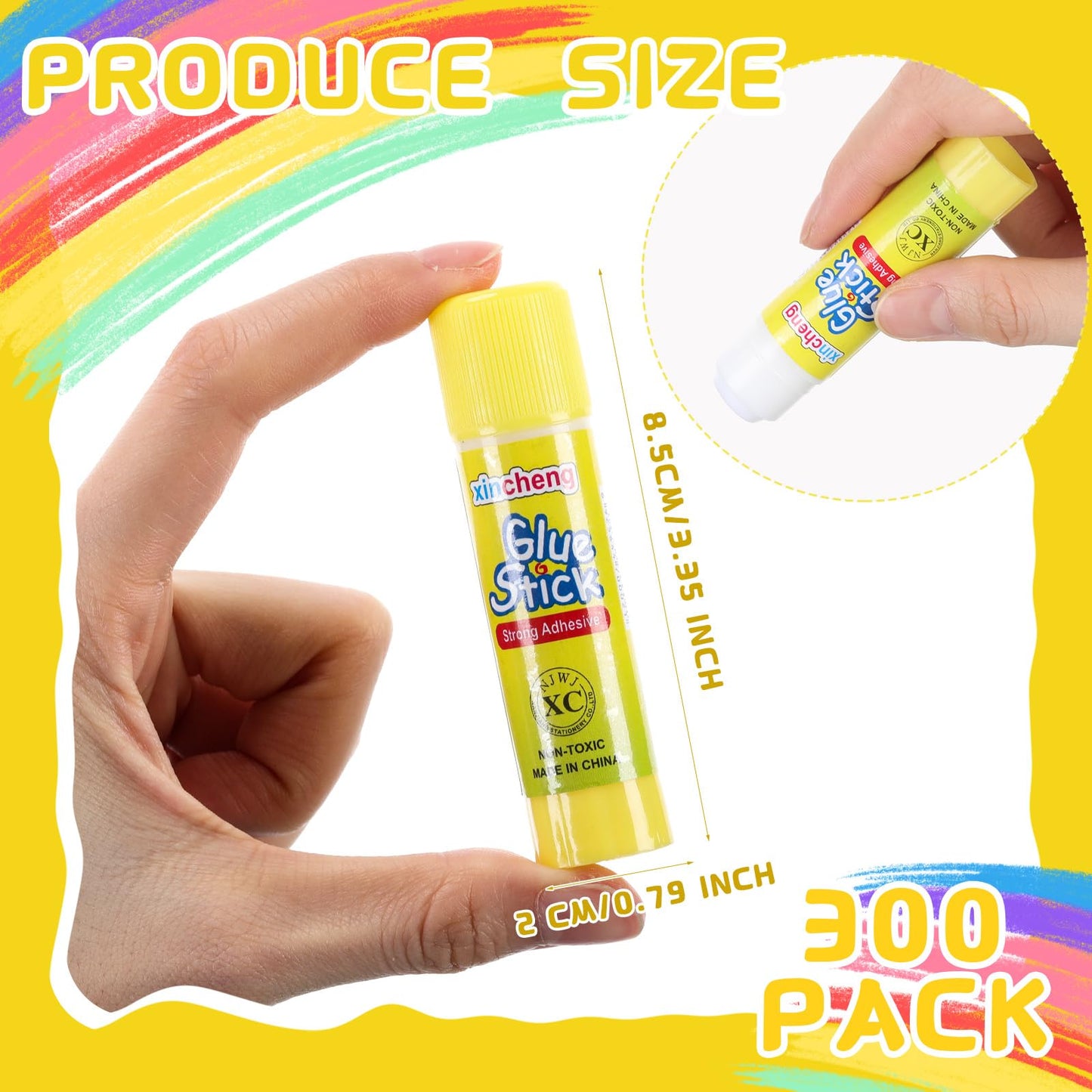 300 Pcs White Glue Stick Washable Glue Stick for Crafts Home School Classroom Students Teachers Employees Scrapbooking Crafting Supplies, 0.32 Ounce