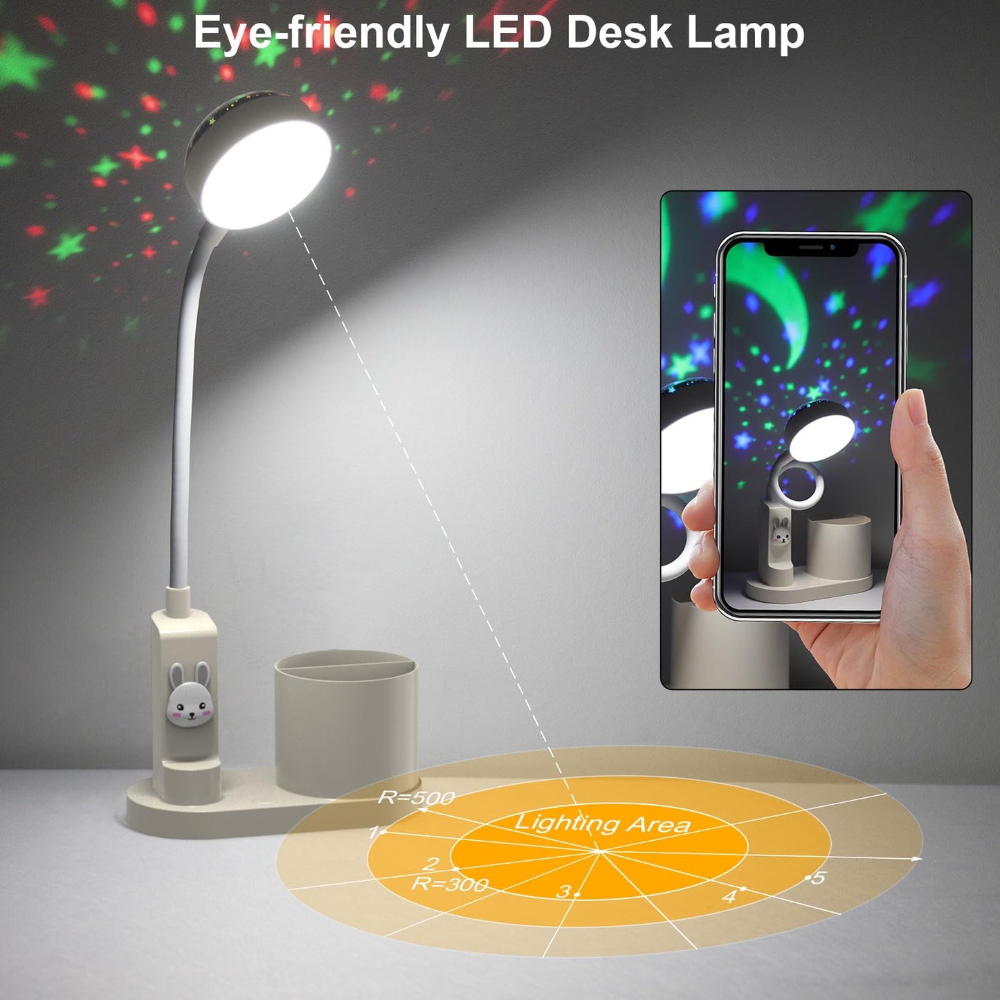 Hacevida Cute Desk Lamp with Star Projector, Pink Desk Light 3 Brightness Levels Dimmable, Battery Operated, Foldable Portable Rechargeable LED Reading Lamp for Home Dorm Office Essentials Decor