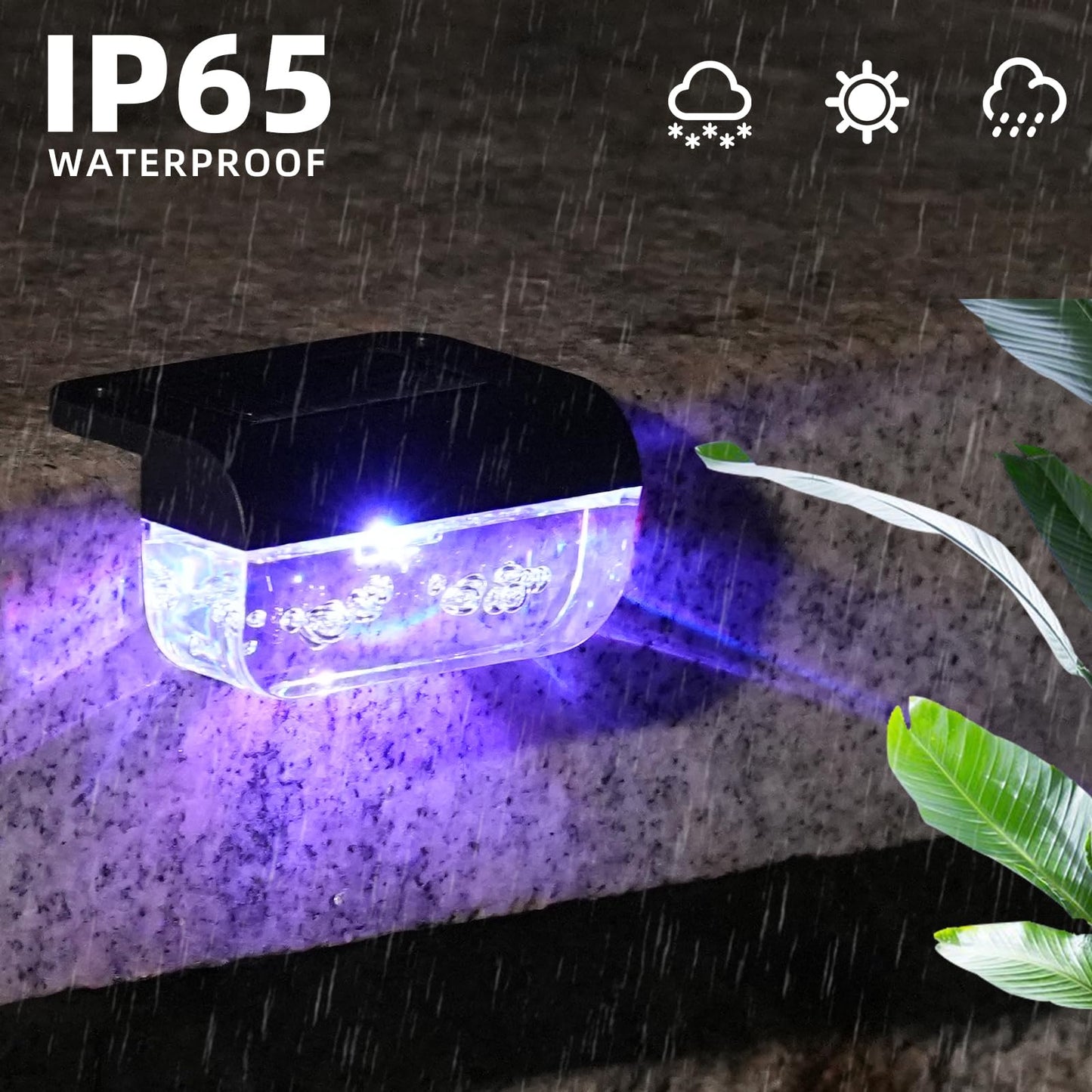Herzila Solar Step Lights Outdoor, 8 Pack RGB Color Changing Christmas Solar Fence Lights, Waterproof Deck Lights for Outside, Step, Fence, Deck, Stair, Pool and Yard