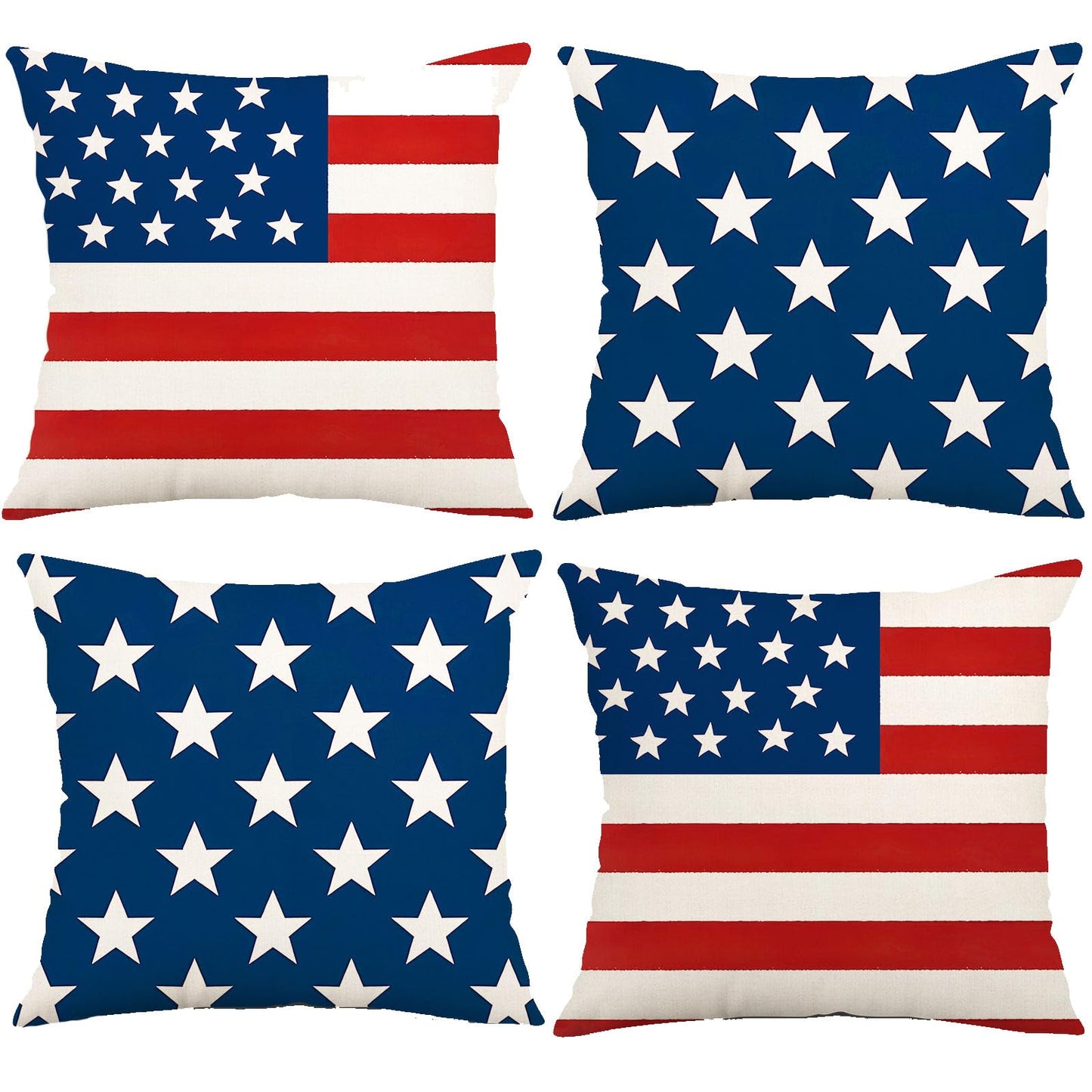 MAZSHTTD 4th of July Decorative Pillows 18 x 18 Patriotic Star Throw Pillow Covers Independence American Flag Pillow Memorial Day Decor Patio Pillows Outdoor Case Porch Pillows Case