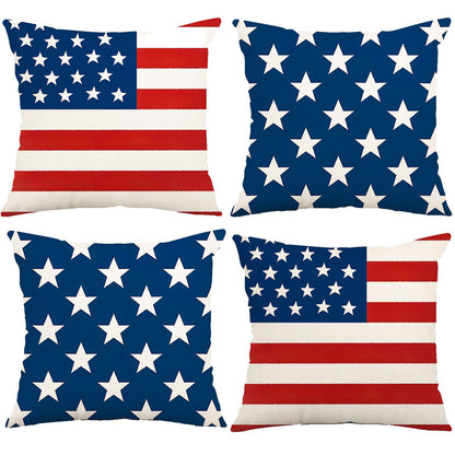 MAZSHTTD 4th of July Decorative Pillows 18 x 18 Patriotic Star Throw Pillow Covers Independence American Flag Pillow Memorial Day Decor Patio Pillows Outdoor Case Porch Pillows Case