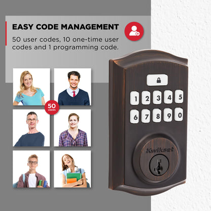 Kwikset SmartCode 260 Keyless Entry Electronic Keypad Deadbolt Door Lock with Auto-Lock, Custom User Codes, Advanced Security in Satin Nickel Contemporary