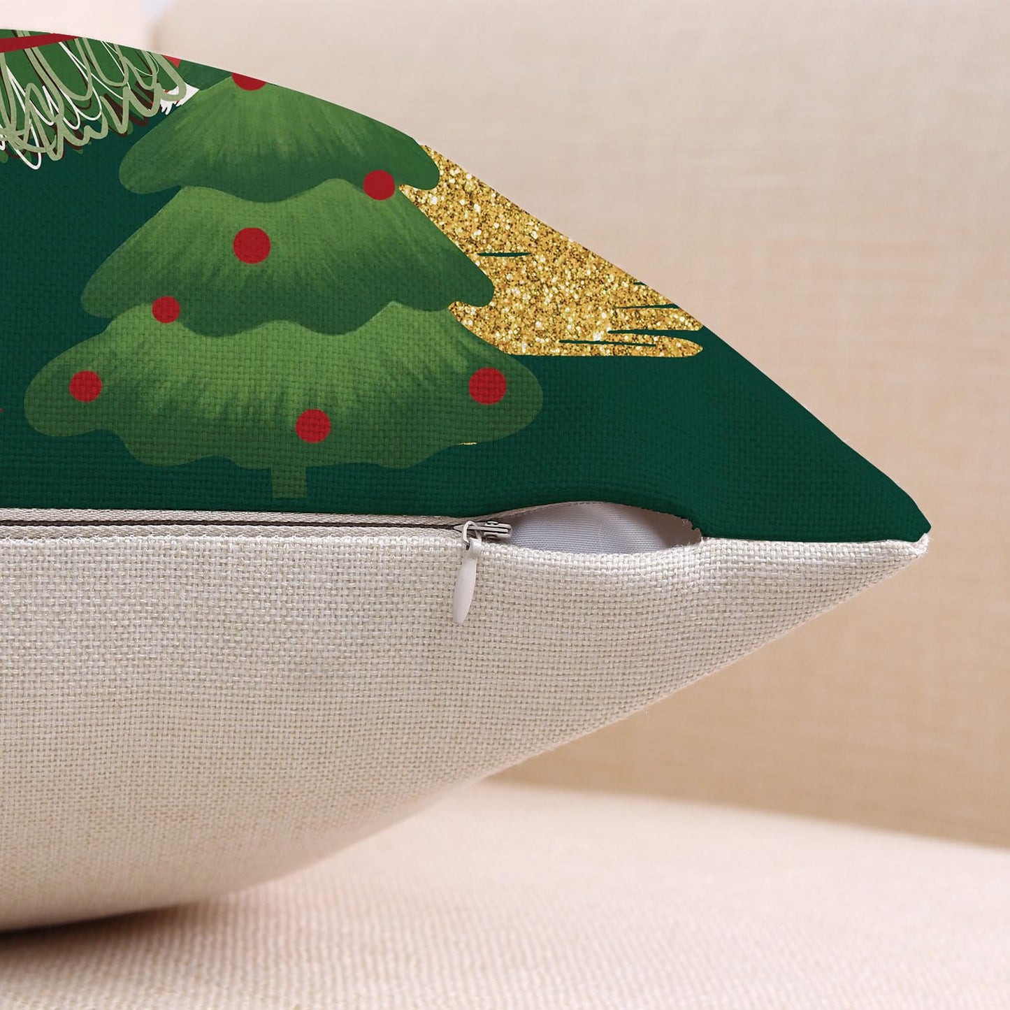 Coeufuedy Green Christmas Throw Pillow Covers 18 x 18 Inch Set of 2 Xmas Tree Christmas Winter Holiday Decorative Cushion Case for Sofa Couch Home Decor