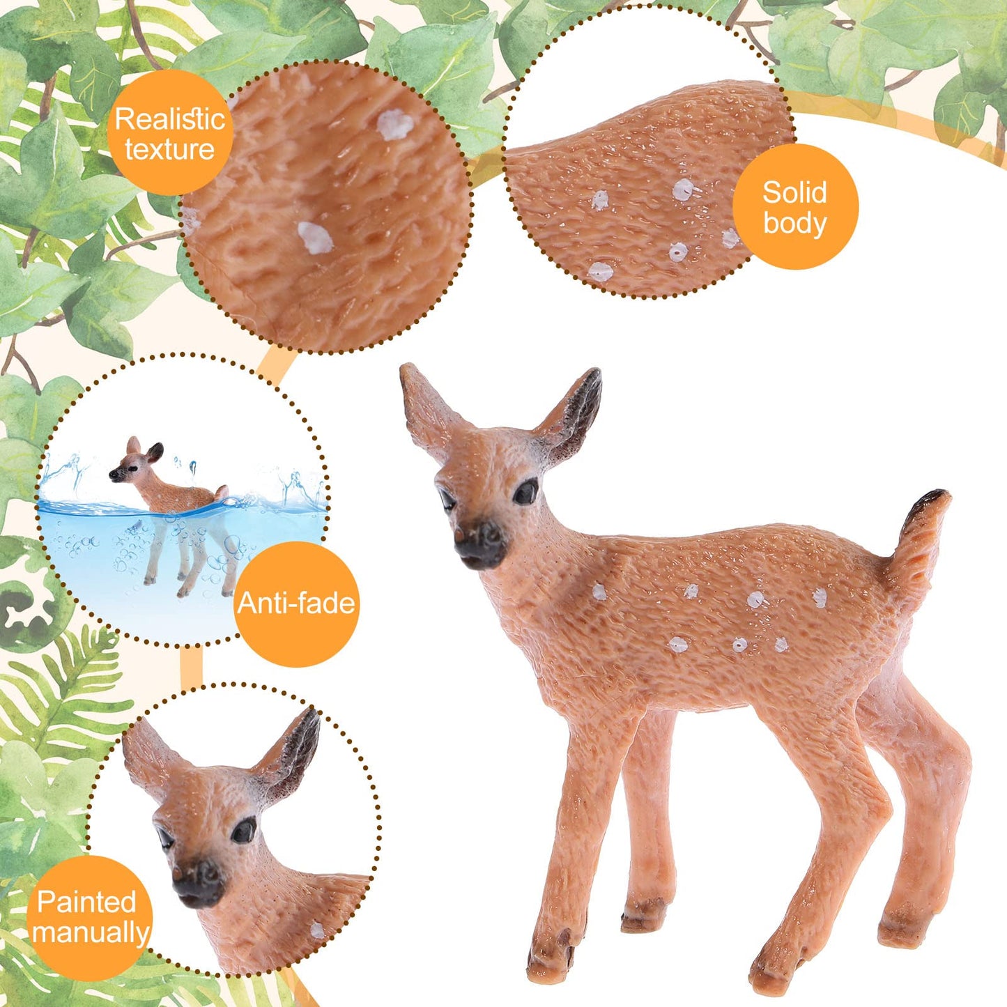 Skylety 14 Pieces Miniature Deer Figurines for Crafts Deer Cake Toppers Mini Figurines Toys for Birthday Party Shower Decorations