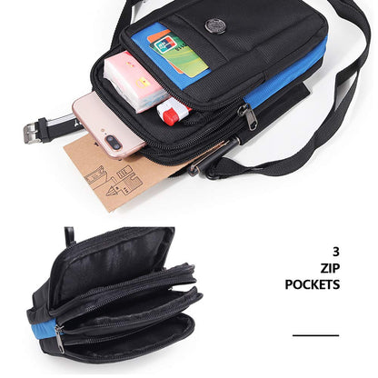 Senient Wolf Waterproof Nylon Multifunctional Phone Bag Small One Shoulder Crossbody Bag Waist Bag Wallet Travel Passport Bag