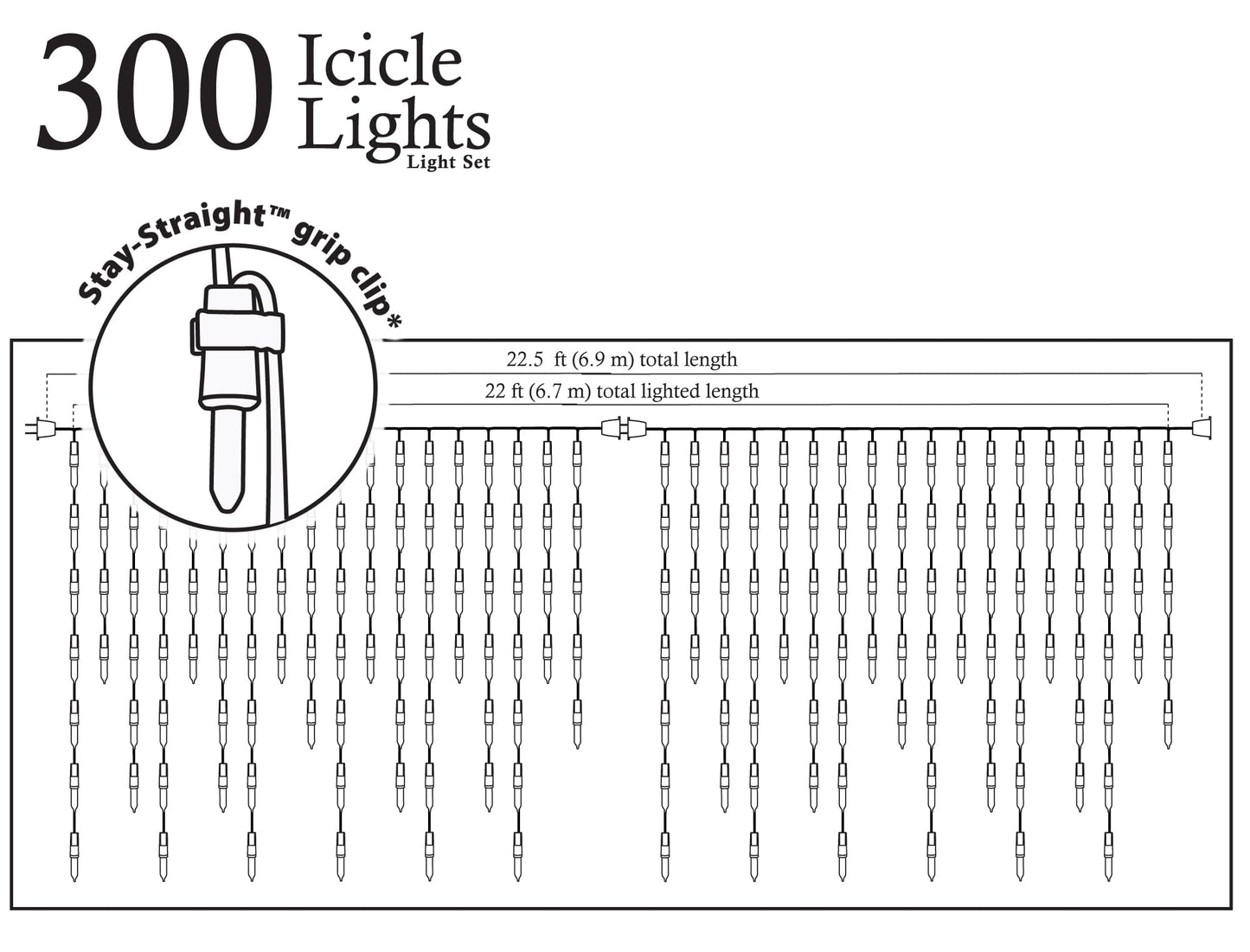 Brite Star 300-Count Stay-Straight Multicolor Window Icicle Lights Set - White Wire Mini Lights
