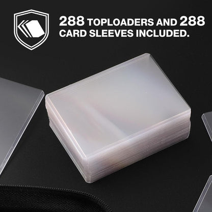 Top Loader Binder, Holds 288 Toploaders, 288 Toploader and 288 Card Sleeves INCLUDED, 9-Pocket Top Loader Binder for 3" x 4" Rigid Toploaders, Double-Sided Card Binder for TCG, Sport Cards