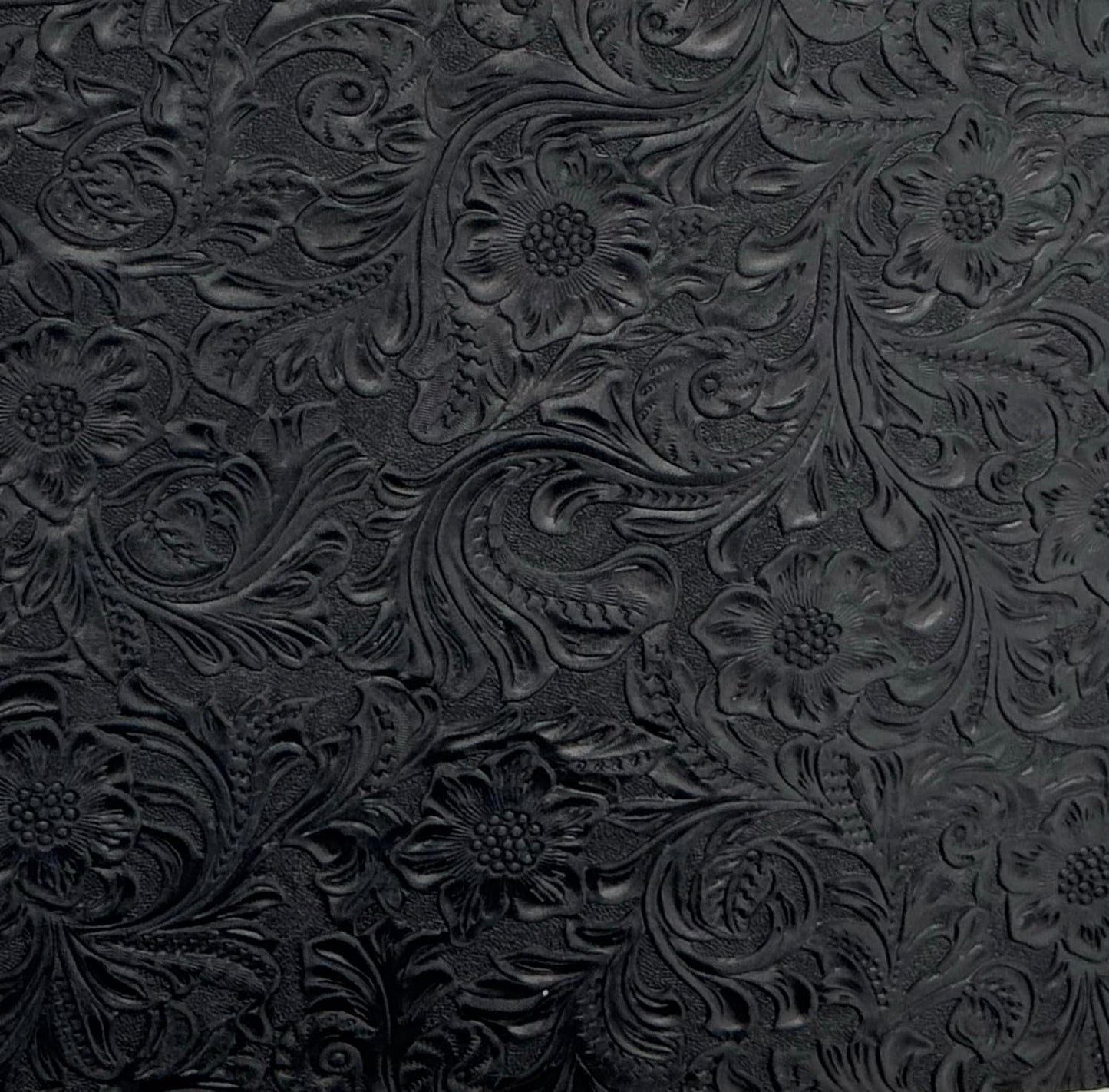 Western Style Bump Texture Geometric Pattern 2.0mm(5-5.5oz) Genuine Leather Sheet, Floral Tooling Craft Leather for DIY Projects (Black | Pattern 12"x24"）