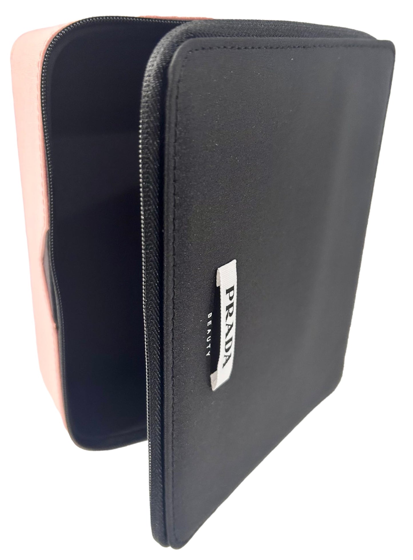 Prada Black Pink Train Case Beauty Fragrance Paradoxe Cosmetic Pouch Makeup Bag (EMPTY MAKEUP BAG) - Approx MEDIUM 7L x 6H x 2.5W - 0697