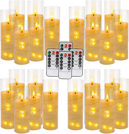 YOROXRG 24 Pack Christmas Decoration Flickering Flameless Candles,Battery Operated Candles,LED String Lights LED Candles for New Year, Home Decor, Parties,Wedding(D2.2 xH 5" 6" 7") (Ivory)
