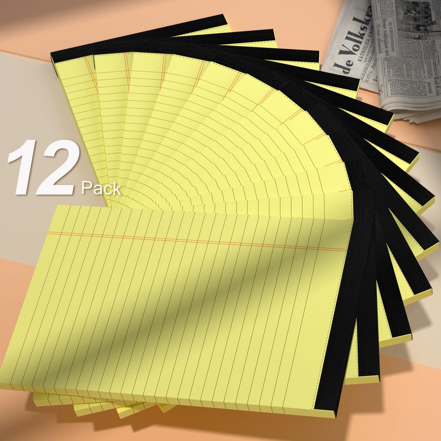 5" x 8" Yellow Legal Pads Writing Pads 12 Pack of Notepad 80gsm Paper Small College Ruled Note Pads Perforated Memo Pads 30 Sheets Yellow Paper Pad