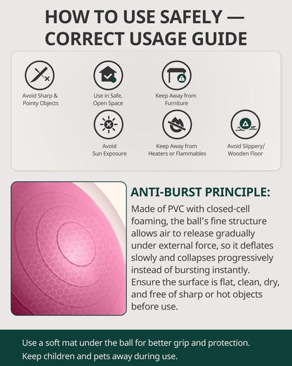 Trideer Extra Thick Yoga Ball Exercise Ball, 5 Sizes Gym Ball, Heavy Duty Ball Chair for Balance, Stability, Pregnancy, Quick Pump Included