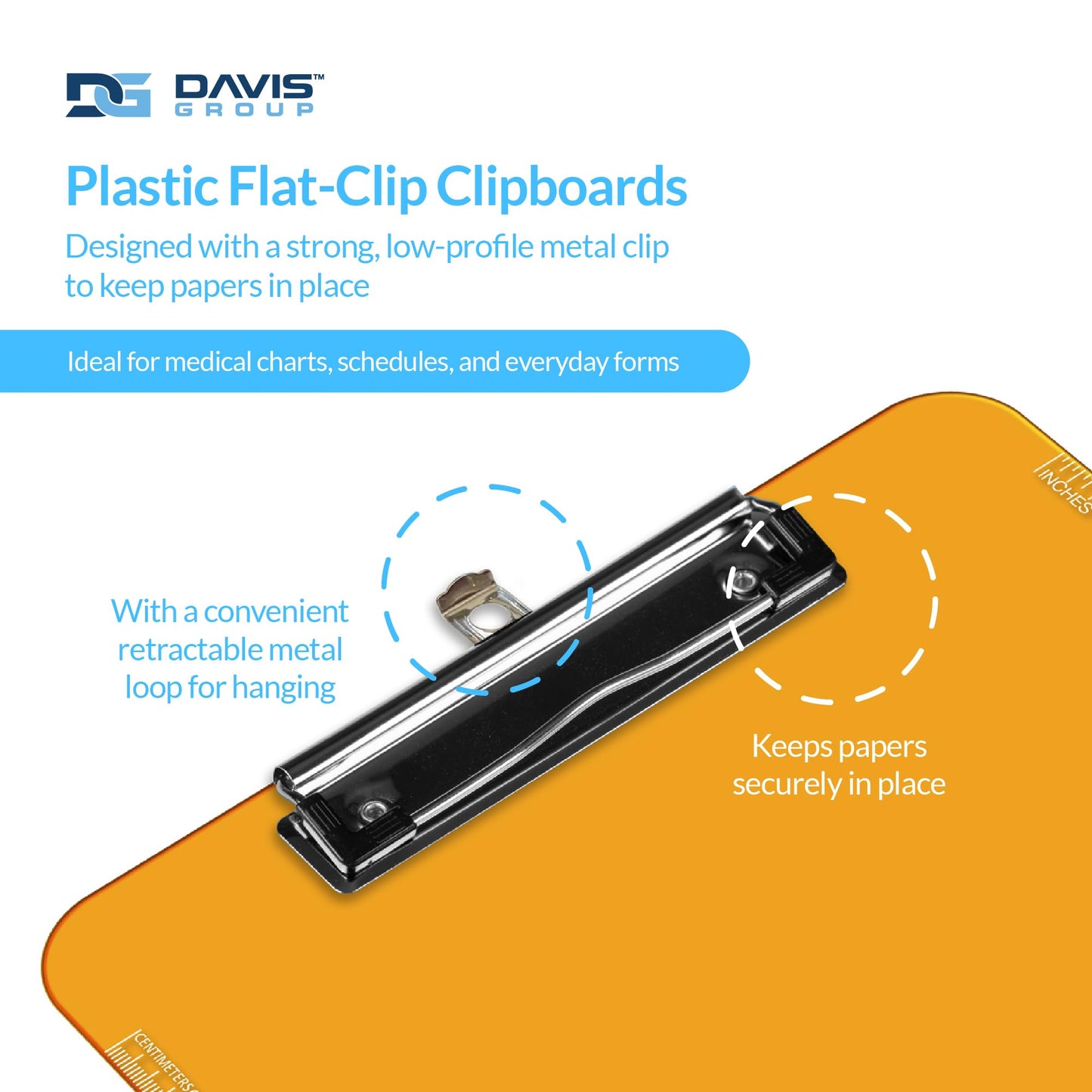 Pack of 6 Plastic Clipboards with Flat Clip, Durable Writing Boards for Work, Class, and Nursing Use, 12.5" x 9", Assorted Colours