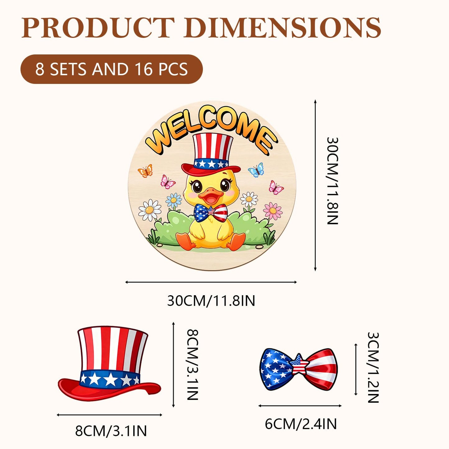 Interchangeable Wooden Duck Decoration, Christmas Hanging Wall Door Decor, Changeable Holiday Seasonal Decor and Detachable Hats Welcome Sign, Farmhouse Hanging Sign for Front Door, 16 PCS