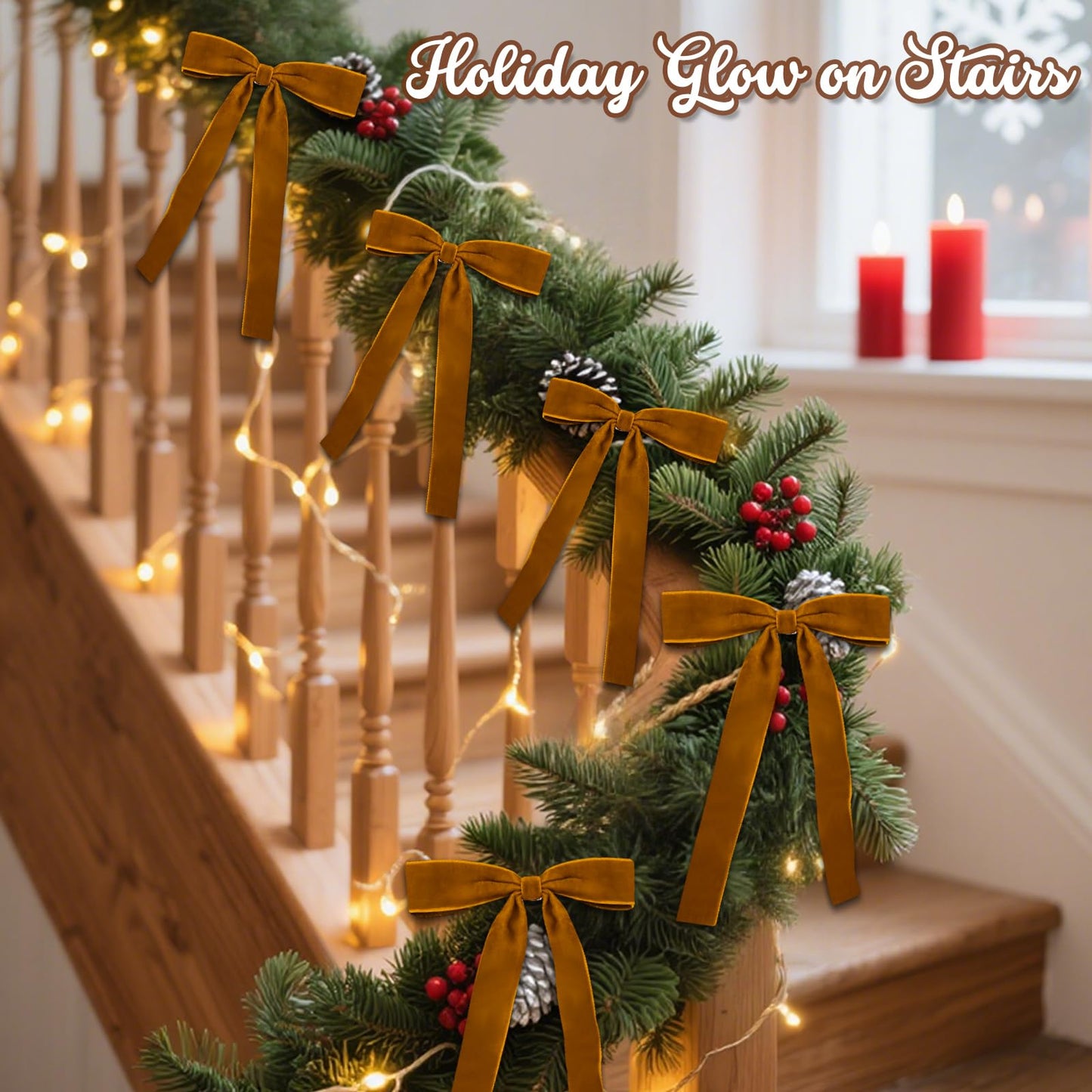 Hekocap 18 Pcs Camel Velvet Bows for Christmas Tree – Camel Velvet Christmas Tree Bows, Holiday Decorations for Garland Wreath Bow (5 * 7", 1" Wide)