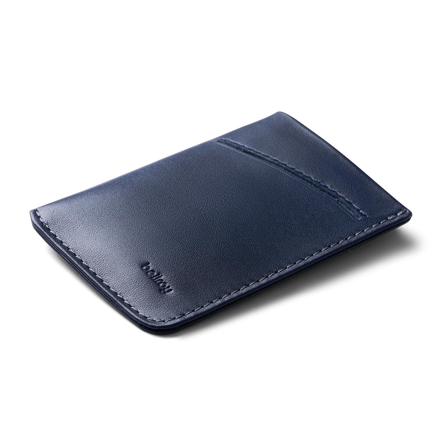 Bellroy Card Sleeve (Premium Leather Card Holder or Minimalist Wallet, Holds 2-8 Cards or Business Cards, Folded Note Storage) - Navy