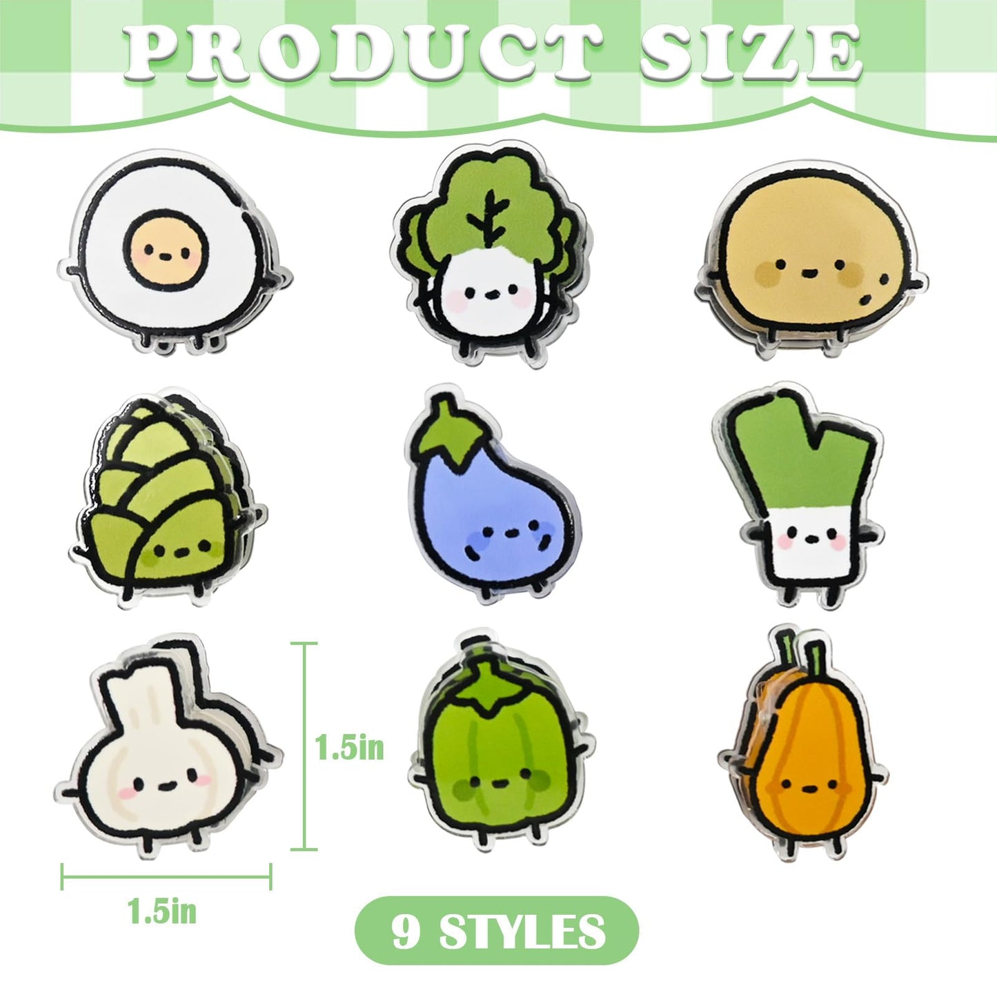 9 Pack Cute Magnetic Chip Clips Food Bag Clip Set, Vegetable Shaped Bag Clips for Snacks, Kitchen & Fridge Use, Airtight Chip Clip for Foods Storage, Kitchen Decor Gift (Vegetable)
