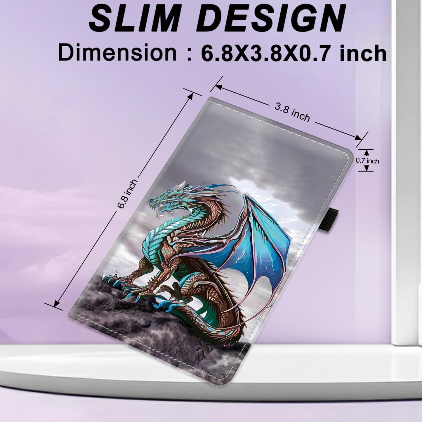AIRWEE RFID Blocking Checkbook Cover for Women & Men, Premium PU Leather Print Wallet for Duplicate Checks, Slim Organizer with Pen Holder, Credit Card Slots & Register Compartment, Ice Dragon