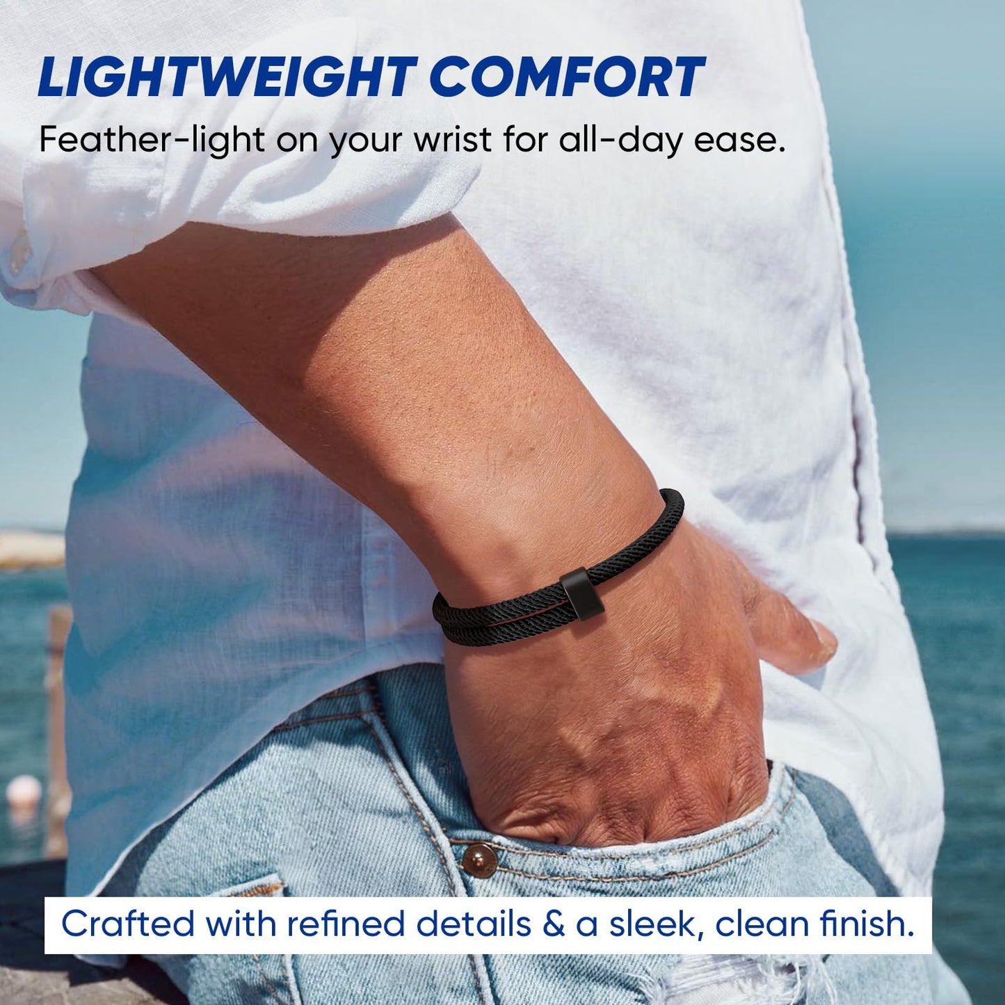 Nautical Braided Rope Bracelets for Men - Adjustable Braided String Bracelet, Handmade Summer Beach String Bracelet with Metal Knot, Friendship Wristband Rope Bracelets Jewelry Gifts for Men Women