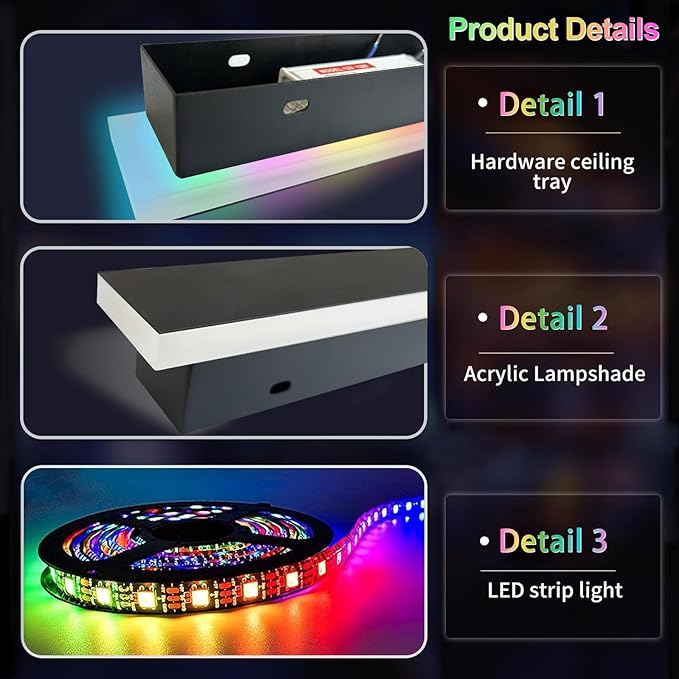 Outdoor RGB Long Wall Lights 2 Pack 79inch Modern Outdoor Led Wall Light Fixture IP65 Waterproof Long Wall Sconce LED Linear Wall Mount Lights for House