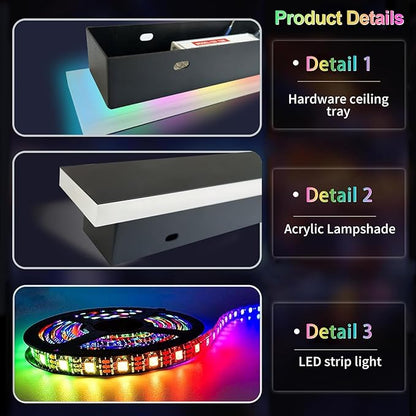 Outdoor RGB Long Wall Lights 2 Pack 79inch Modern Outdoor Led Wall Light Fixture IP65 Waterproof Long Wall Sconce LED Linear Wall Mount Lights for House