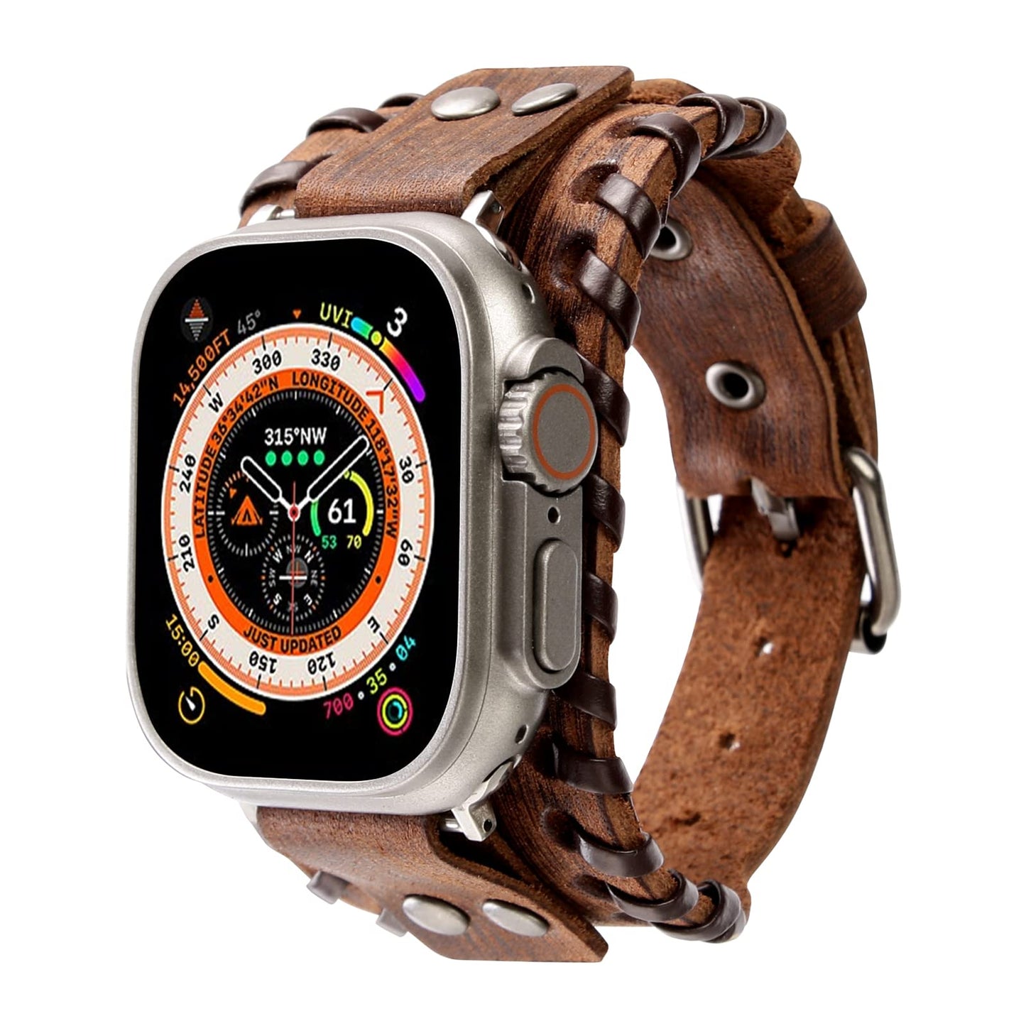 KONAFEI Compatible with Apple Watch Band 49mm 46mm 45mm 44mm 42mm 41mm 40mm 38mm iWatch Ultra Series 10/9/8/7/SE/6/5/4/3/2/1 for Men Women, Leather Handmade Cuff Bracelet Woven Vintage Strap, Brown