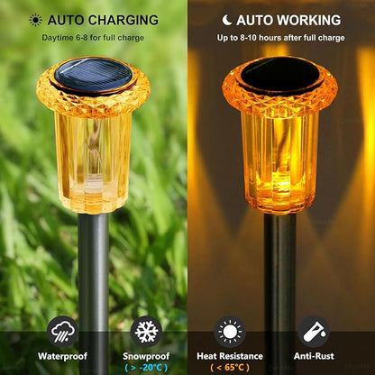DenicMic Halloween Solar Lights Outdoor 10 Pack Orange LED Waterproof Yard Garden Patio Backyard Pathway Walkway Landscape Lawn Outside Fall Decorations Outdoor