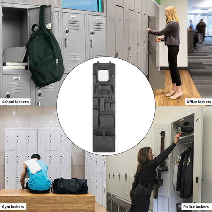 Chuanke Police Style Hanging Closet Shelf Hanging Work Locker Organizer 53.54 x 12.6 Inches Door Locker Organization with Acrylic Soft Mirror Waterproof 600D Oxford Cloth (Black)